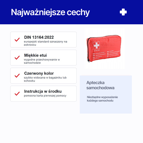 Apteczka samochodowa DIN 13164 – najważniejsze cechy